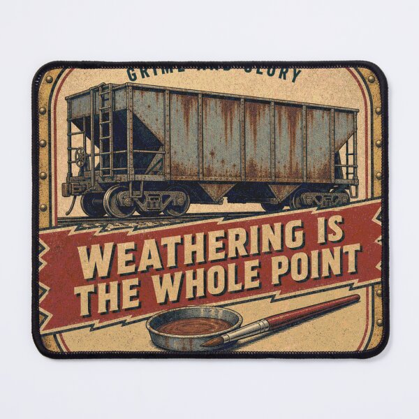 Item preview, Weathering Is The Whole Point Model Railway Aging Badges designed and sold by BoosterShop.