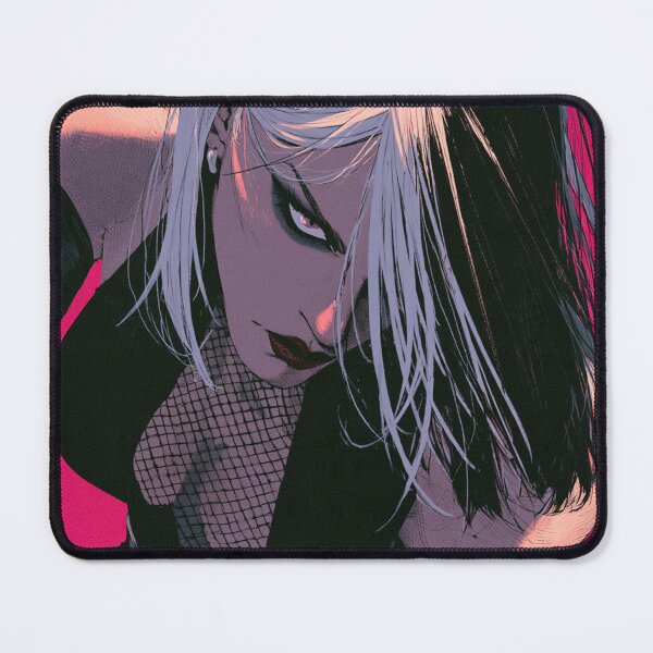 Item preview, Muscular Anime Goth - Platinum Bangs & Fishnet Top Pink Art designed and sold by AxeWave.