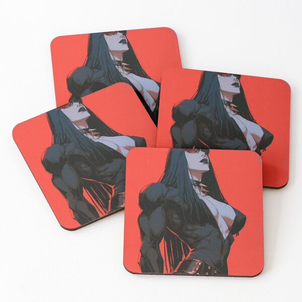 Item preview, Muscular Anime Goth - Long Black Hair & Spiked Collar Red Art designed and sold by AxeWave.