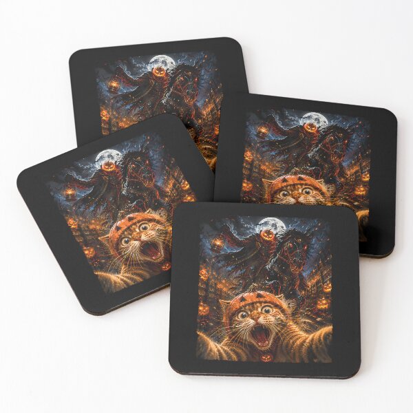 Item preview, Selfie Cat Horseman Pumpkins Moon Night Funny Halloween Men designed and sold by OddityVault.
