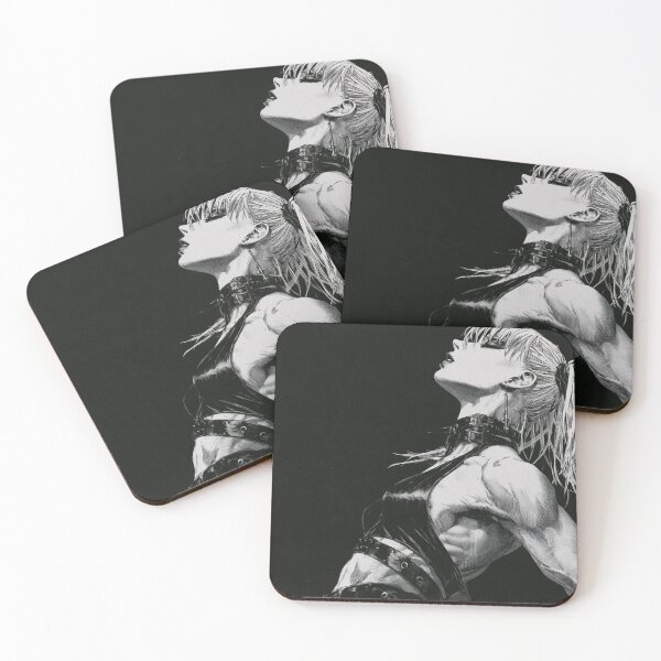 Item preview, Muscular Anime Goth - Monochrome High Ponytail & Leather Straps Art designed and sold by AxeWave.