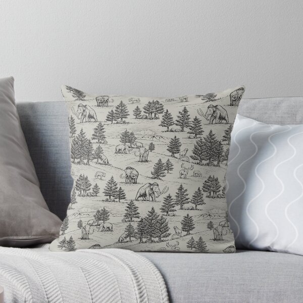 Item preview, Extinct Ice Age Animals Toile de Jouy in Black designed and sold by somecallmebeth.