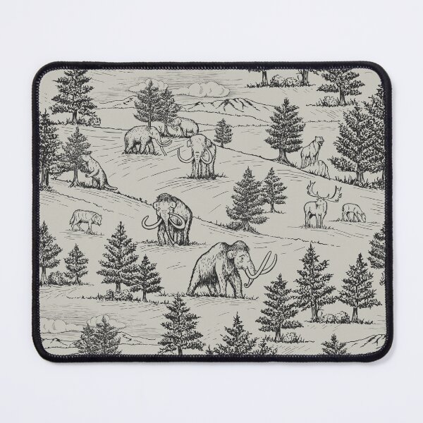 Item preview, Extinct Ice Age Animals Toile de Jouy in Black designed and sold by somecallmebeth.