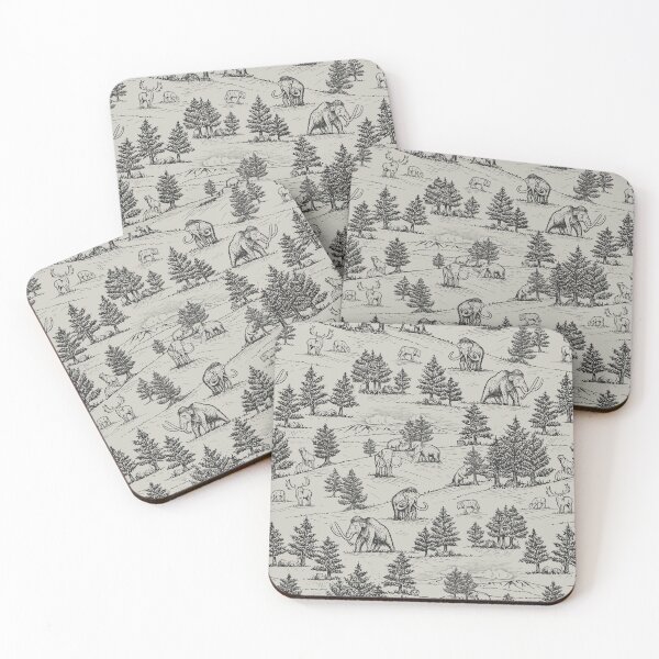 Item preview, Extinct Ice Age Animals Toile de Jouy in Black designed and sold by somecallmebeth.
