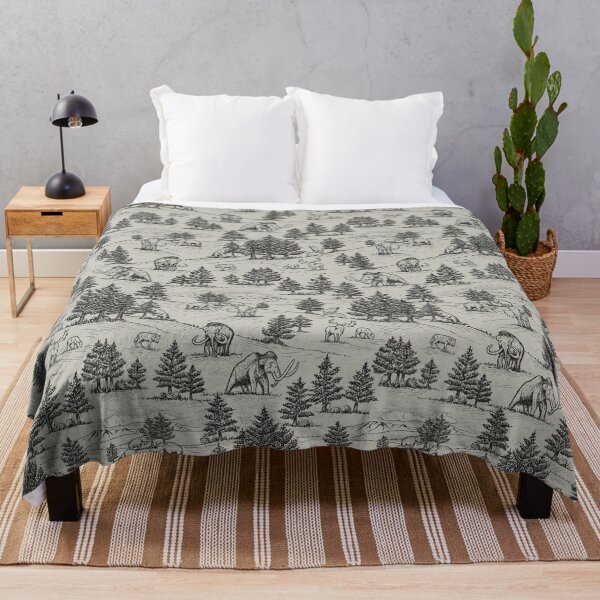 Item preview, Extinct Ice Age Animals Toile de Jouy in Black designed and sold by somecallmebeth.