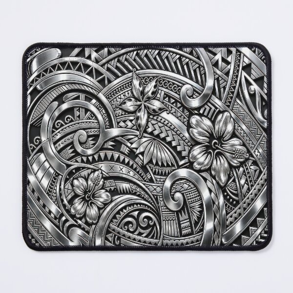 Item preview, Chrome Polynesian Tribal Hibiscus – Silver Island Pattern designed and sold by artistwill.