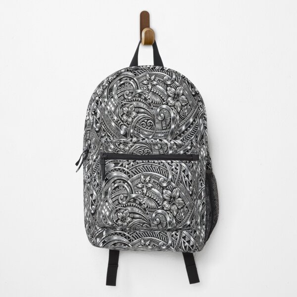 Item preview, Chrome Polynesian Tribal Hibiscus – Silver Island Pattern designed and sold by artistwill.