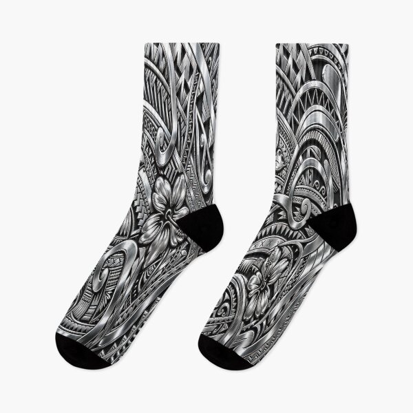 Item preview, Chrome Polynesian Tribal Hibiscus – Silver Island Pattern designed and sold by artistwill.