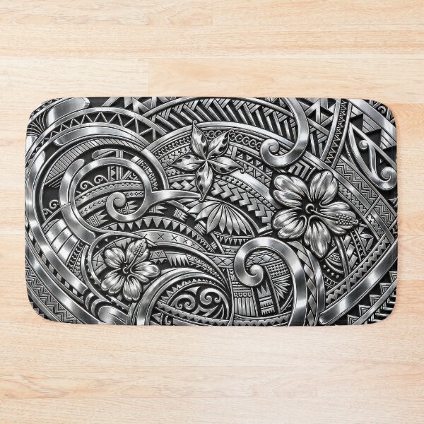 Item preview, Chrome Polynesian Tribal Hibiscus – Silver Island Pattern designed and sold by artistwill.