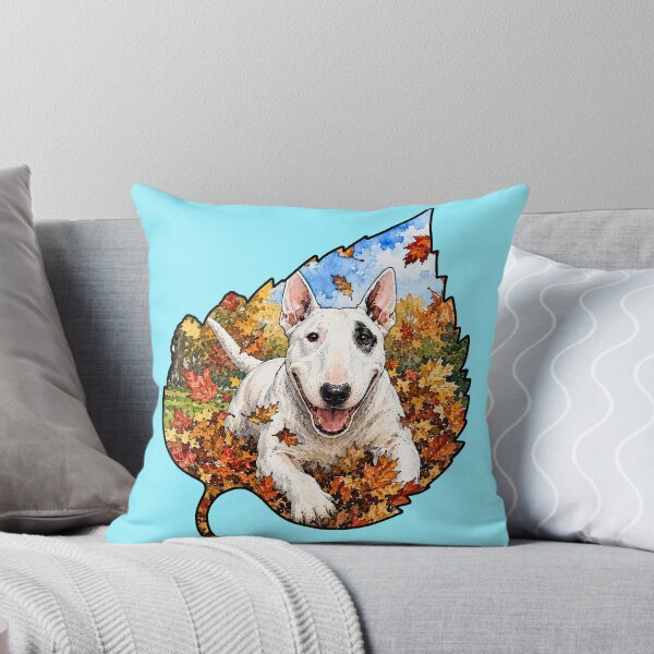Item preview, Fall Bull Terrier Dog Playing In Autumn Leaves designed and sold by Lion and Lamb Design.
