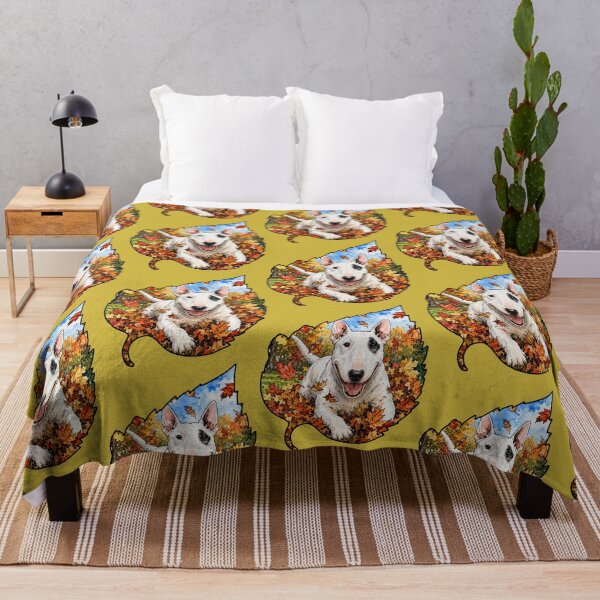 Item preview, Fall Bull Terrier Dog Playing In Autumn Leaves designed and sold by Lion and Lamb Design.