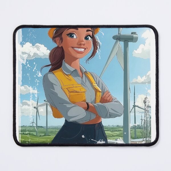 Item preview, Cute Wind Turbine Engineer Girl Renewable Energy STEM designed and sold by VISIONSTURME.