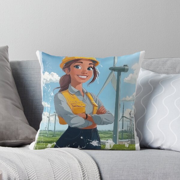 Item preview, Cute Wind Turbine Engineer Girl Renewable Energy STEM designed and sold by VISIONSTURME.