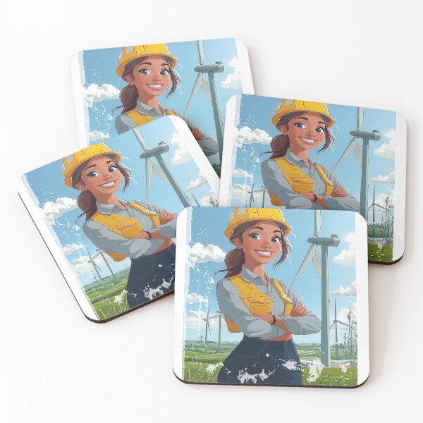 Item preview, Cute Wind Turbine Engineer Girl Renewable Energy STEM designed and sold by VISIONSTURME.