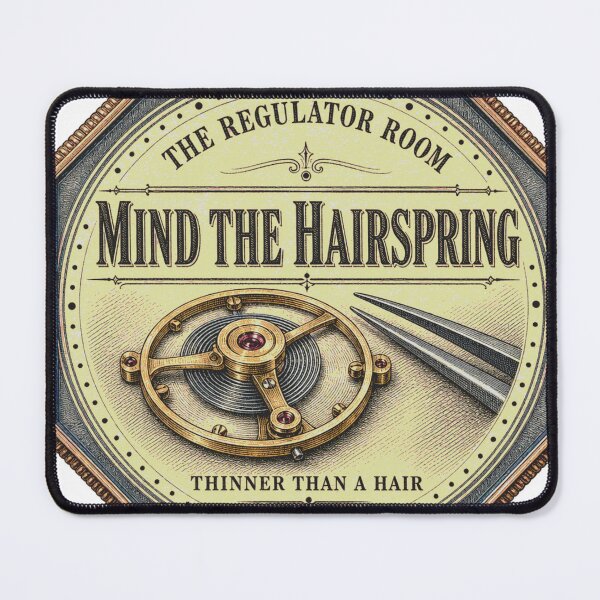 Item preview, Mind The Hairspring Balance Spring Watchmaker Badge designed and sold by BoosterShop.