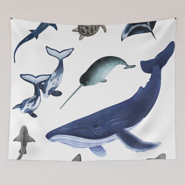 Item preview, Cute Watercolor Ocean Animals Whales Sharks Turtle's  designed and sold by VISIONSTURME.