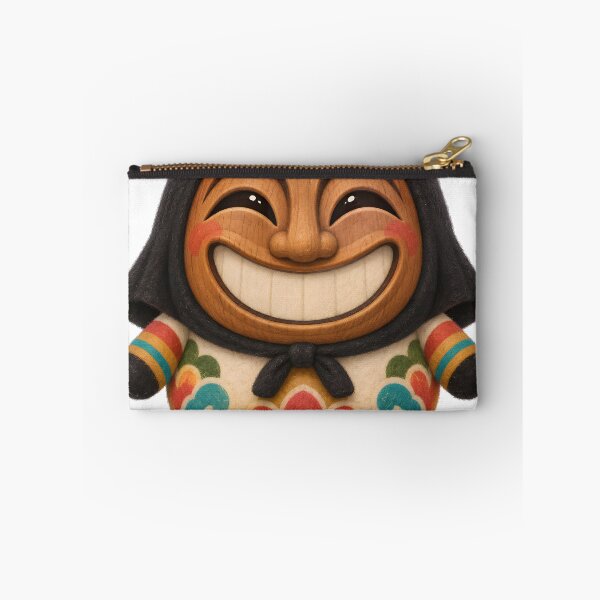 Item preview, Máscara tradicional Hahoe con rostro de vetas de madera cálidas, ojos en forma de media luna, una amplia sonrisa y una capucha de tela negra. — Ilustración digital estilo marcador designed and sold by radou88.