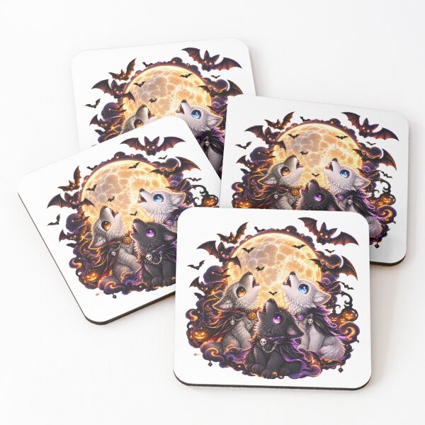 Item preview, Halloween Wolves Howling At Full Moon Spooky   designed and sold by QuiteOrbit.