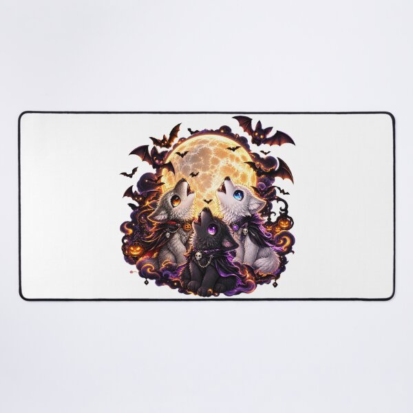 Item preview, Halloween Wolves Howling At Full Moon Spooky designed and sold by QuiteOrbit.