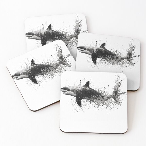 Item preview, Ocean White Shark Graphic Monochrome Splash Design designed and sold by VISIONSTURME.