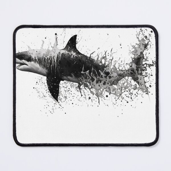 Item preview, Ocean White Shark Graphic Monochrome Splash Design designed and sold by VISIONSTURME.