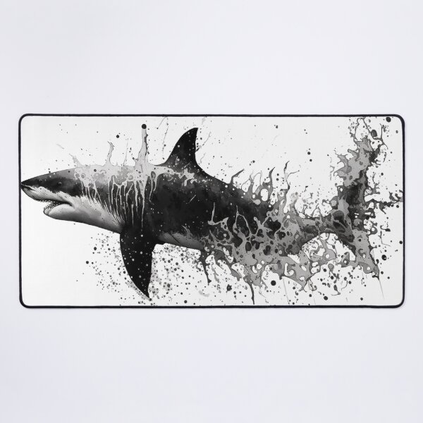 Item preview, Ocean White Shark Graphic Monochrome Splash Design designed and sold by VISIONSTURME.