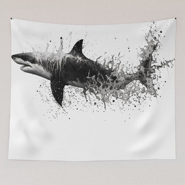 Item preview, Ocean White Shark Graphic Monochrome Splash Design designed and sold by VISIONSTURME.
