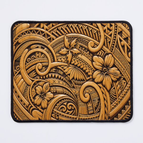 Item preview, Bamboo Carved Polynesian Hibiscus – Tropical Tribal Pattern designed and sold by artistwill.