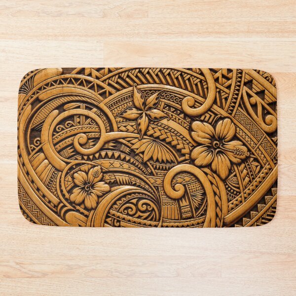 Item preview, Bamboo Carved Polynesian Hibiscus – Tropical Tribal Pattern designed and sold by artistwill.