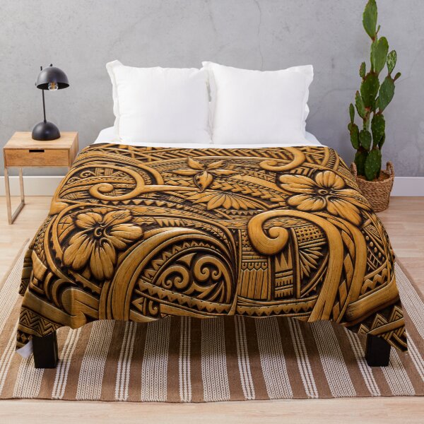Item preview, Bamboo Carved Polynesian Hibiscus – Tropical Tribal Pattern designed and sold by artistwill.