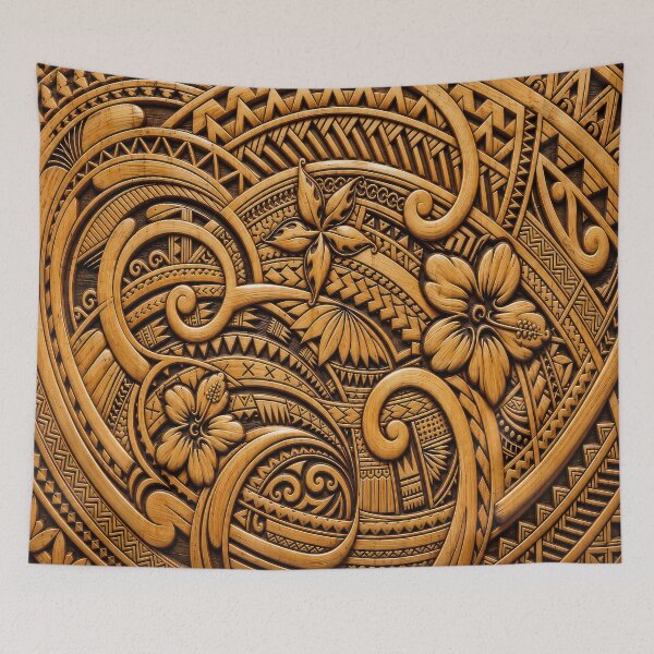 Item preview, Bamboo Carved Polynesian Hibiscus – Tropical Tribal Pattern designed and sold by artistwill.