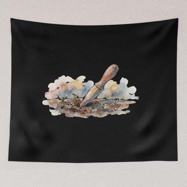 Item preview, Watercolor Garden Trowel Planting Tiny Sprouts designed and sold by bvdesignart.