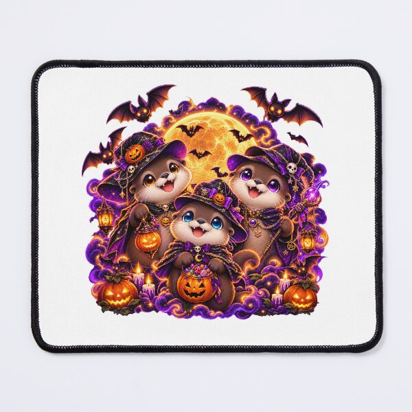 Item preview, Cute Halloween Otters witch Full Moon Bats Pumpkin Spooky designed and sold by QuiteOrbit.