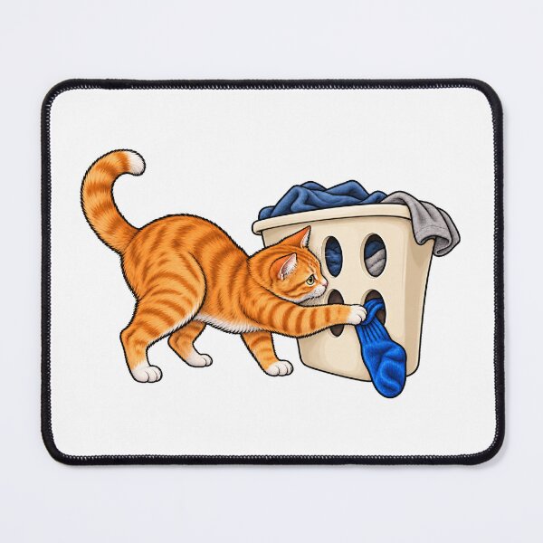 Item preview, Orange Cat Steals a Sock from the Basket designed and sold by ninov94.