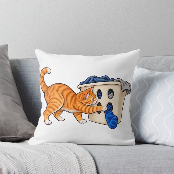 Item preview, Orange Cat Steals a Sock from the Basket designed and sold by ninov94.