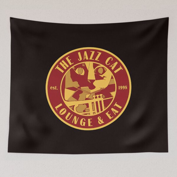 Item preview, Jazz Cat Lounge Bar Retro Emblem designed and sold by MouDesignArt.