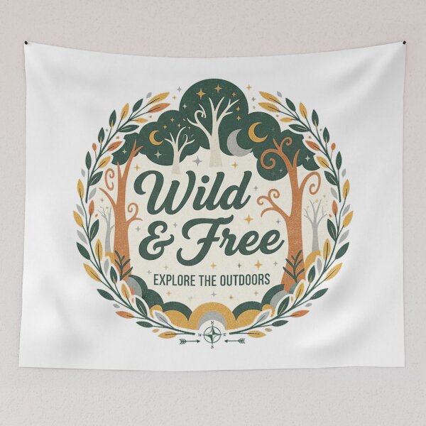 Item preview, Wild And Free Explore The Outdoors Folk Forest Compass Design designed and sold by cannsuh.