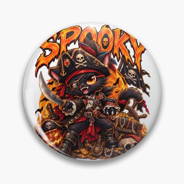 Item preview, Pirate Cat Halloween Treasure Skull Pumpkin designed and sold by QuiteOrbit.