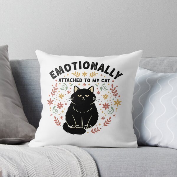 Item preview, Emotionally Attached To My Cat Funny Black Cat Floral Design designed and sold by cannsuh.