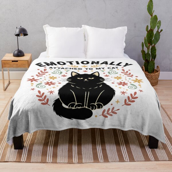 Item preview, Emotionally Attached To My Cat Funny Black Cat Floral Design designed and sold by cannsuh.