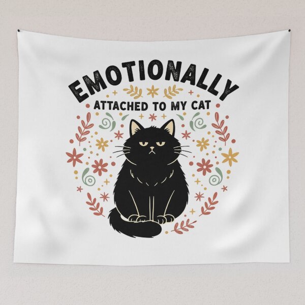 Item preview, Emotionally Attached To My Cat Funny Black Cat Floral Design designed and sold by cannsuh.