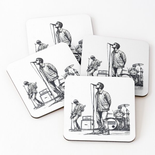 Item preview, minimalist line art of oasis performing – retro britpop band designed and sold by thamgintale22.