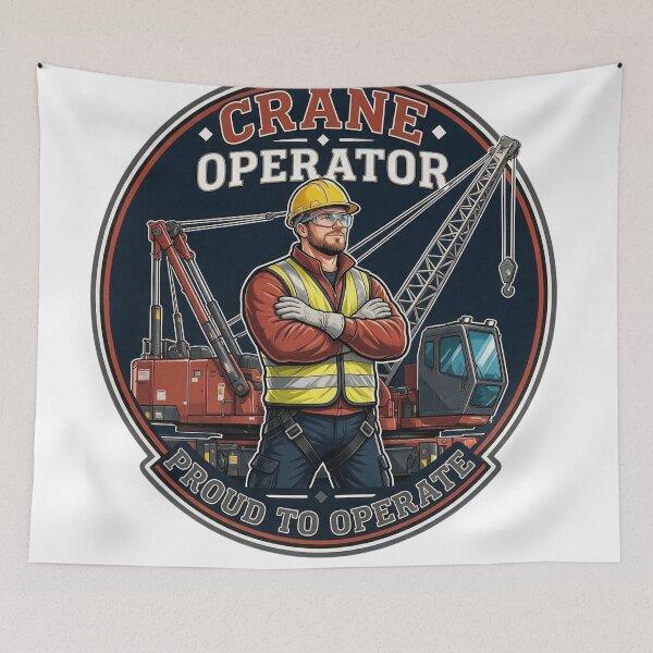 Item preview, Proud Crane Operator Construction Worker Retro Logo designed and sold by VISIONSTURME.
