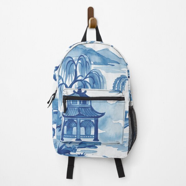 Artikelvorschau, Blaues Chinoiserie-Toile-Pagoden-Landschaftsmuster entworfen und verkauft von Fani*.