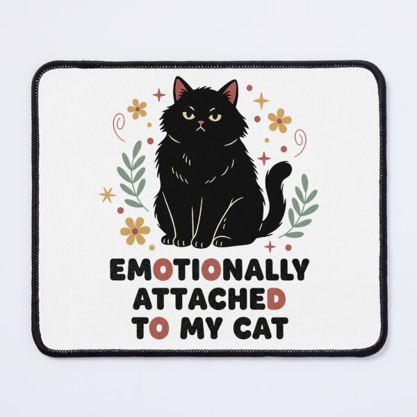 Item preview, Emotionally Attached To My Cat Cute Black Cat Colorful Typography Design designed and sold by cannsuh.