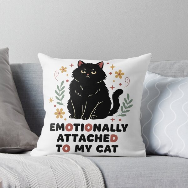 Item preview, Emotionally Attached To My Cat Cute Black Cat Colorful Typography Design designed and sold by cannsuh.