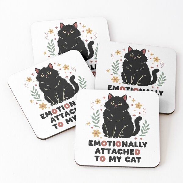 Item preview, Emotionally Attached To My Cat Cute Black Cat Colorful Typography Design designed and sold by cannsuh.