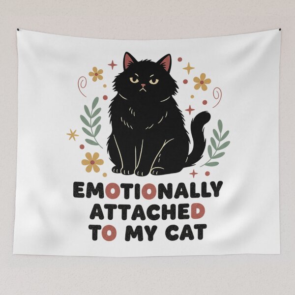 Item preview, Emotionally Attached To My Cat Cute Black Cat Colorful Typography Design designed and sold by cannsuh.
