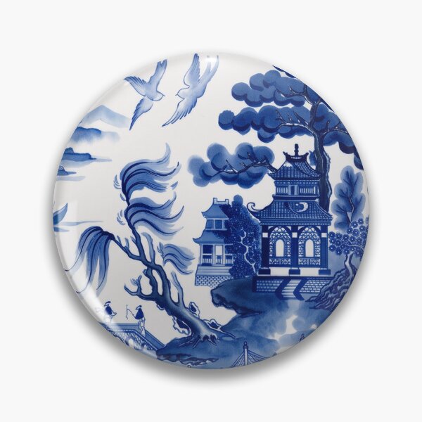 Item preview, Blue Willow Chinoiserie Pagoda Garden Platter designed and sold by Fani*.