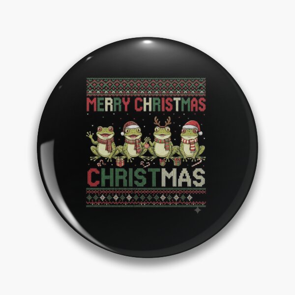 Item preview, Merry Christmas Frog Quartet Ugly Sweater Style Design designed and sold by MiALopezArt.